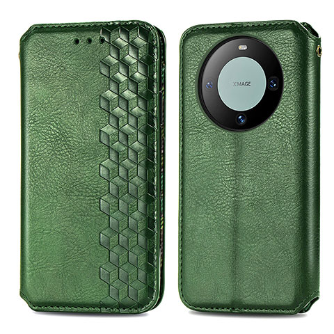 Coque Portefeuille Livre Cuir Etui Clapet S01D pour Huawei Mate 60 Pro Vert