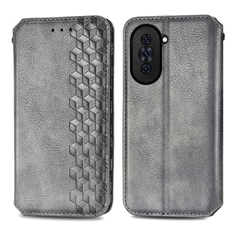 Coque Portefeuille Livre Cuir Etui Clapet S01D pour Huawei Nova 10 Gris