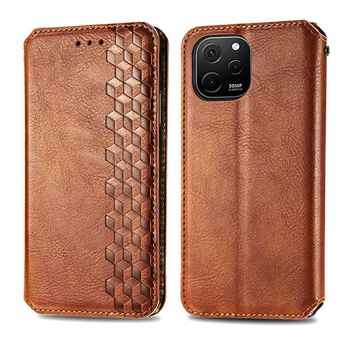 Coque Portefeuille Livre Cuir Etui Clapet S01D pour Huawei Nova Y61 Marron