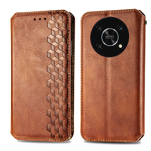 Coque Portefeuille Livre Cuir Etui Clapet S01D pour Huawei Nova Y90 Marron