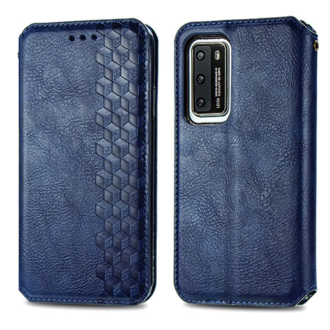 Coque Portefeuille Livre Cuir Etui Clapet S01D pour Huawei P40 Bleu