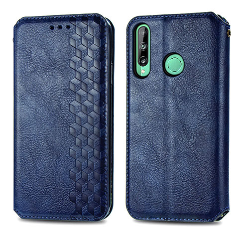 Coque Portefeuille Livre Cuir Etui Clapet S01D pour Huawei P40 Lite E Bleu