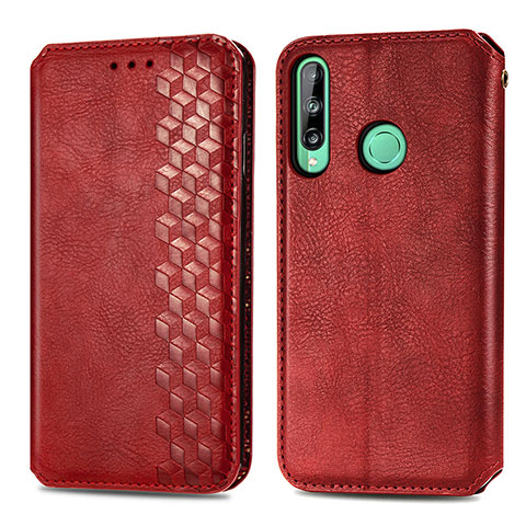 Coque Portefeuille Livre Cuir Etui Clapet S01D pour Huawei Y7p Rouge