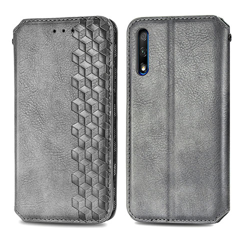 Coque Portefeuille Livre Cuir Etui Clapet S01D pour Huawei Y9 Prime (2019) Gris