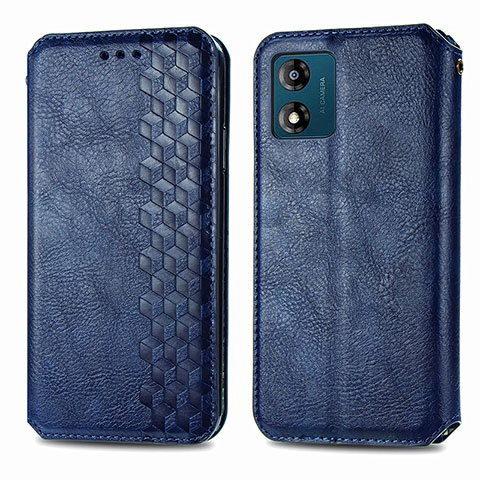 Coque Portefeuille Livre Cuir Etui Clapet S01D pour Motorola Moto E13 Bleu