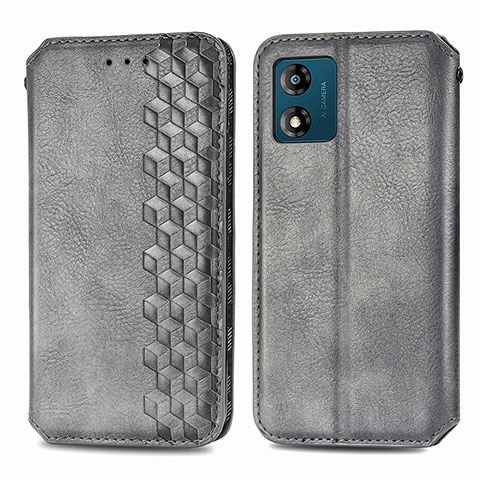 Coque Portefeuille Livre Cuir Etui Clapet S01D pour Motorola Moto E13 Gris