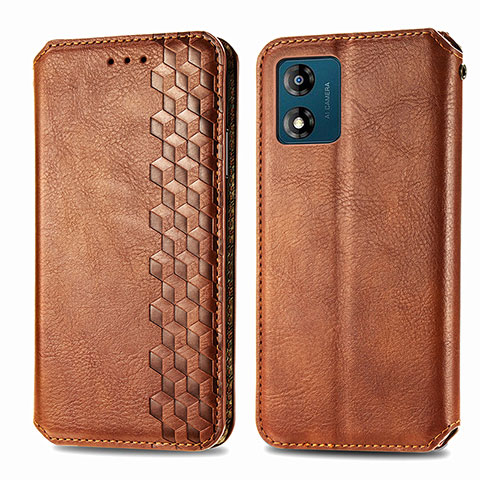 Coque Portefeuille Livre Cuir Etui Clapet S01D pour Motorola Moto E13 Marron