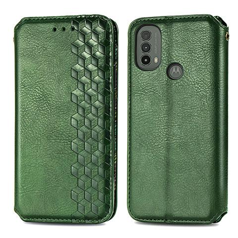 Coque Portefeuille Livre Cuir Etui Clapet S01D pour Motorola Moto E20 Vert