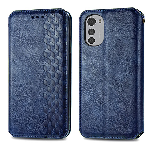 Coque Portefeuille Livre Cuir Etui Clapet S01D pour Motorola Moto E32s Bleu