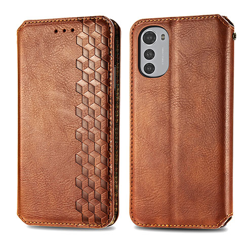 Coque Portefeuille Livre Cuir Etui Clapet S01D pour Motorola Moto E32s Marron