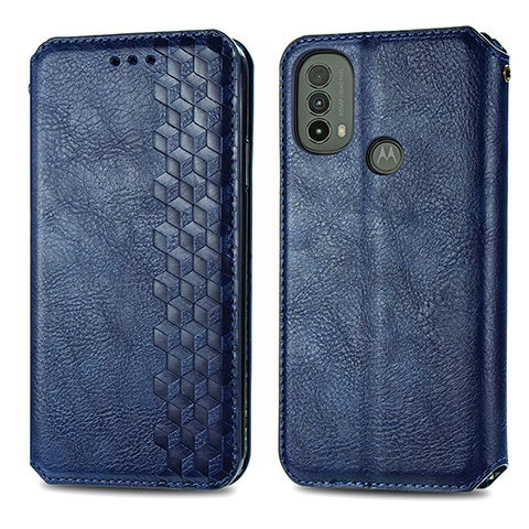 Coque Portefeuille Livre Cuir Etui Clapet S01D pour Motorola Moto E40 Bleu