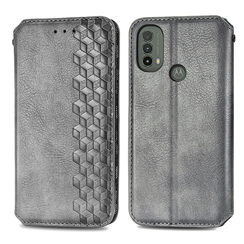 Coque Portefeuille Livre Cuir Etui Clapet S01D pour Motorola Moto E40 Gris