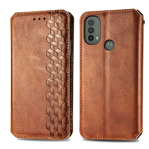 Coque Portefeuille Livre Cuir Etui Clapet S01D pour Motorola Moto E40 Marron