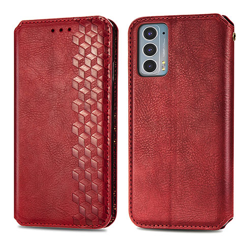 Coque Portefeuille Livre Cuir Etui Clapet S01D pour Motorola Moto Edge 20 5G Rouge