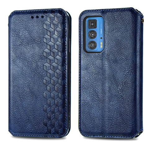 Coque Portefeuille Livre Cuir Etui Clapet S01D pour Motorola Moto Edge 20 Pro 5G Bleu