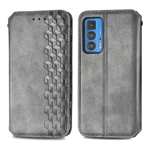 Coque Portefeuille Livre Cuir Etui Clapet S01D pour Motorola Moto Edge 20 Pro 5G Gris