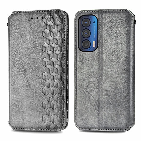 Coque Portefeuille Livre Cuir Etui Clapet S01D pour Motorola Moto Edge (2021) 5G Gris