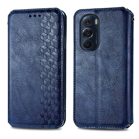 Coque Portefeuille Livre Cuir Etui Clapet S01D pour Motorola Moto Edge 30 Pro 5G Bleu