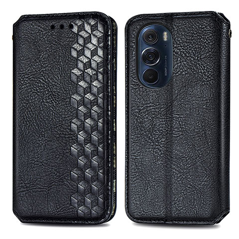 Coque Portefeuille Livre Cuir Etui Clapet S01D pour Motorola Moto Edge 30 Pro 5G Noir