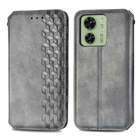 Coque Portefeuille Livre Cuir Etui Clapet S01D pour Motorola Moto Edge 40 5G Gris