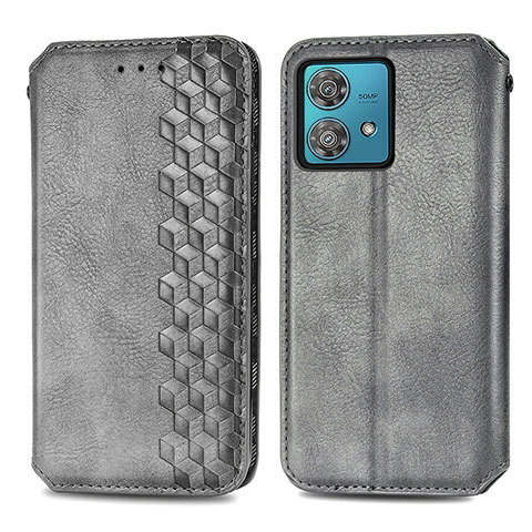 Coque Portefeuille Livre Cuir Etui Clapet S01D pour Motorola Moto Edge 40 Neo 5G Gris