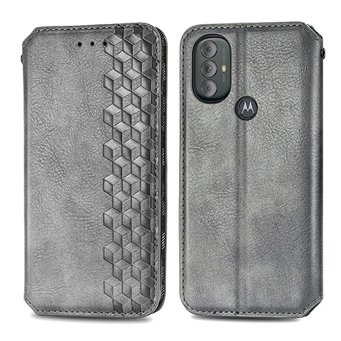 Coque Portefeuille Livre Cuir Etui Clapet S01D pour Motorola Moto G Play Gen 2 Gris