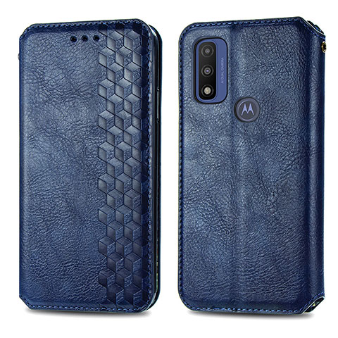 Coque Portefeuille Livre Cuir Etui Clapet S01D pour Motorola Moto G Pure Bleu