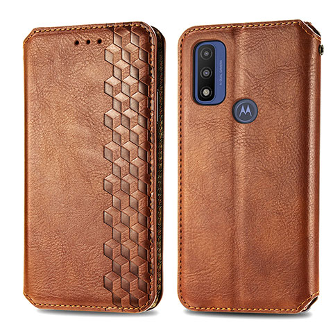 Coque Portefeuille Livre Cuir Etui Clapet S01D pour Motorola Moto G Pure Marron