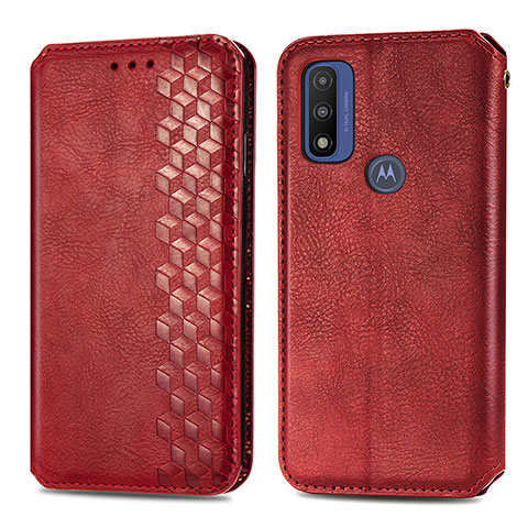 Coque Portefeuille Livre Cuir Etui Clapet S01D pour Motorola Moto G Pure Rouge