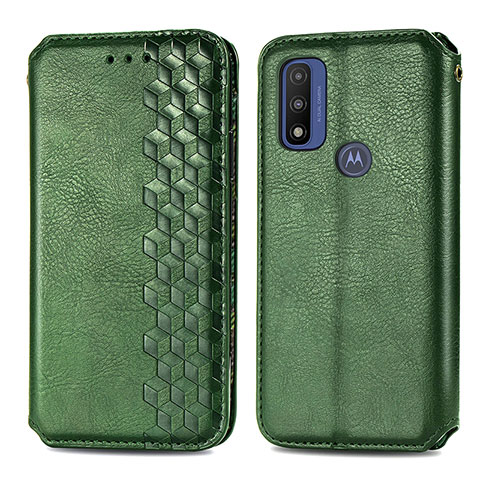 Coque Portefeuille Livre Cuir Etui Clapet S01D pour Motorola Moto G Pure Vert