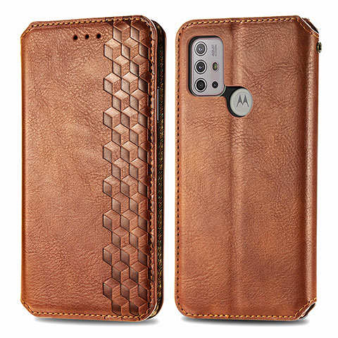 Coque Portefeuille Livre Cuir Etui Clapet S01D pour Motorola Moto G10 Power Marron