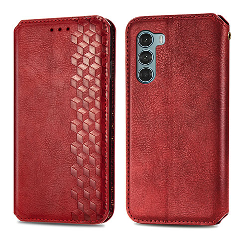 Coque Portefeuille Livre Cuir Etui Clapet S01D pour Motorola Moto G200 5G Rouge