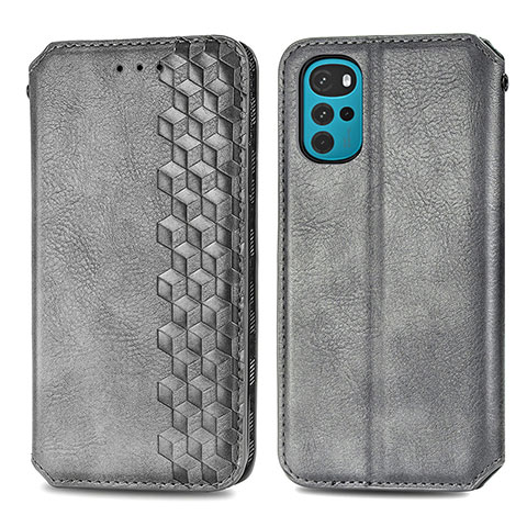 Coque Portefeuille Livre Cuir Etui Clapet S01D pour Motorola Moto G22 Gris