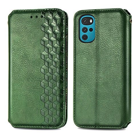 Coque Portefeuille Livre Cuir Etui Clapet S01D pour Motorola Moto G22 Vert