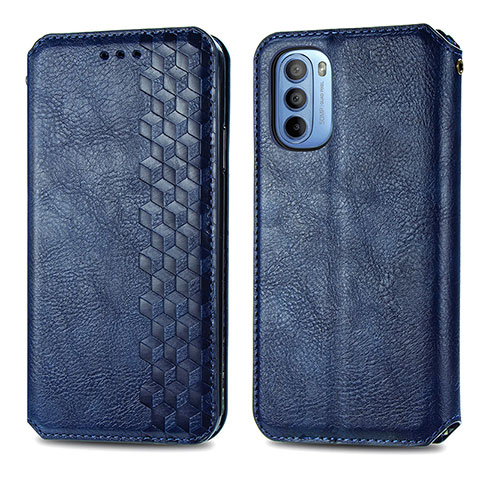 Coque Portefeuille Livre Cuir Etui Clapet S01D pour Motorola Moto G31 Bleu