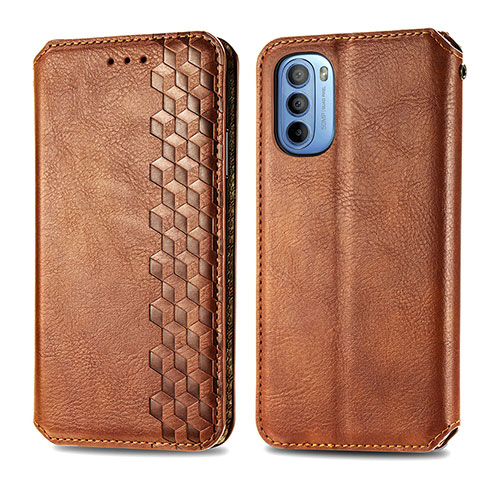 Coque Portefeuille Livre Cuir Etui Clapet S01D pour Motorola Moto G31 Marron