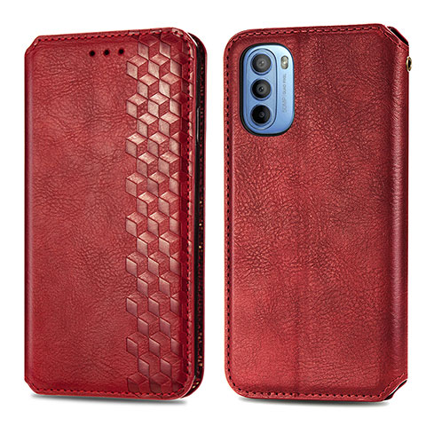 Coque Portefeuille Livre Cuir Etui Clapet S01D pour Motorola Moto G31 Rouge