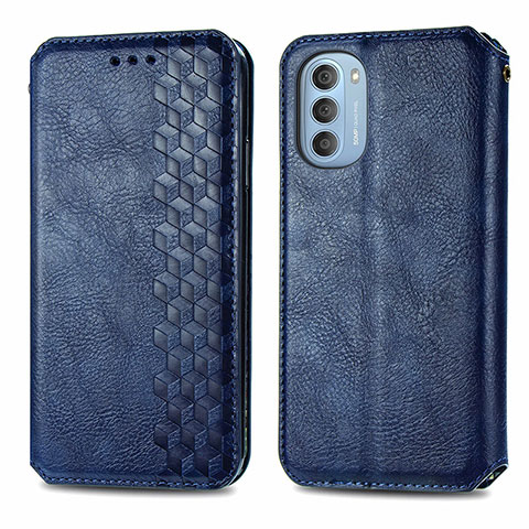 Coque Portefeuille Livre Cuir Etui Clapet S01D pour Motorola Moto G51 5G Bleu