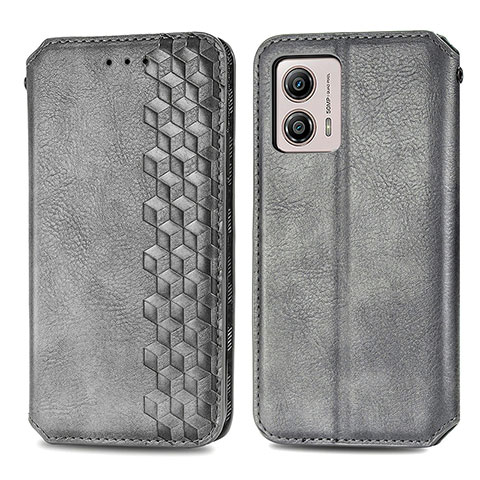 Coque Portefeuille Livre Cuir Etui Clapet S01D pour Motorola Moto G53 5G Gris