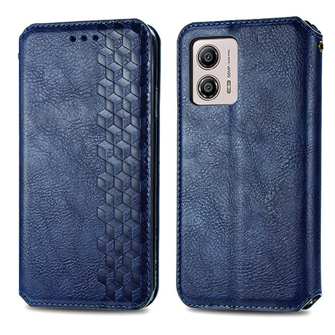 Coque Portefeuille Livre Cuir Etui Clapet S01D pour Motorola Moto G53j 5G Bleu