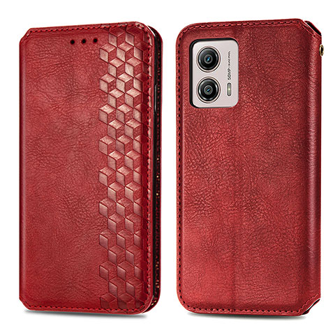 Coque Portefeuille Livre Cuir Etui Clapet S01D pour Motorola Moto G53j 5G Rouge