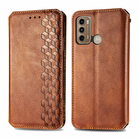 Coque Portefeuille Livre Cuir Etui Clapet S01D pour Motorola Moto G60 Marron