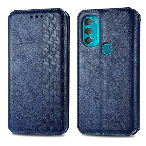 Coque Portefeuille Livre Cuir Etui Clapet S01D pour Motorola Moto G71 5G Bleu