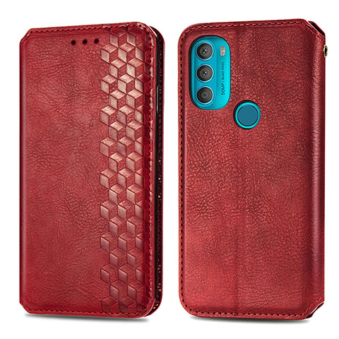 Coque Portefeuille Livre Cuir Etui Clapet S01D pour Motorola Moto G71 5G Rouge