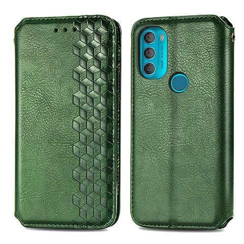 Coque Portefeuille Livre Cuir Etui Clapet S01D pour Motorola Moto G71 5G Vert