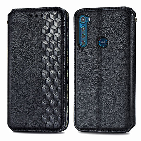 Coque Portefeuille Livre Cuir Etui Clapet S01D pour Motorola Moto One Fusion Plus Noir