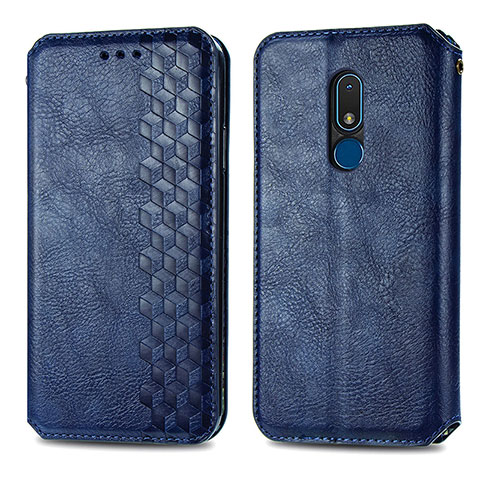 Coque Portefeuille Livre Cuir Etui Clapet S01D pour Nokia C3 Bleu