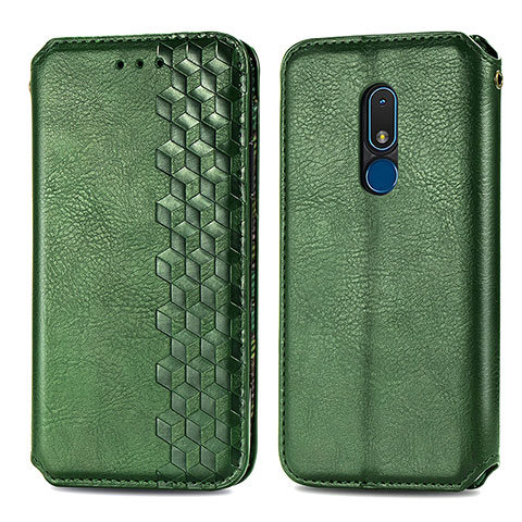 Coque Portefeuille Livre Cuir Etui Clapet S01D pour Nokia C3 Vert