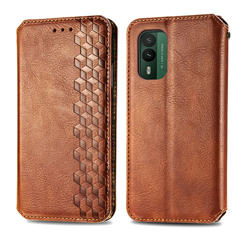 Coque Portefeuille Livre Cuir Etui Clapet S01D pour Nokia XR21 Marron