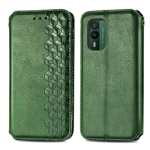 Coque Portefeuille Livre Cuir Etui Clapet S01D pour Nokia XR21 Vert